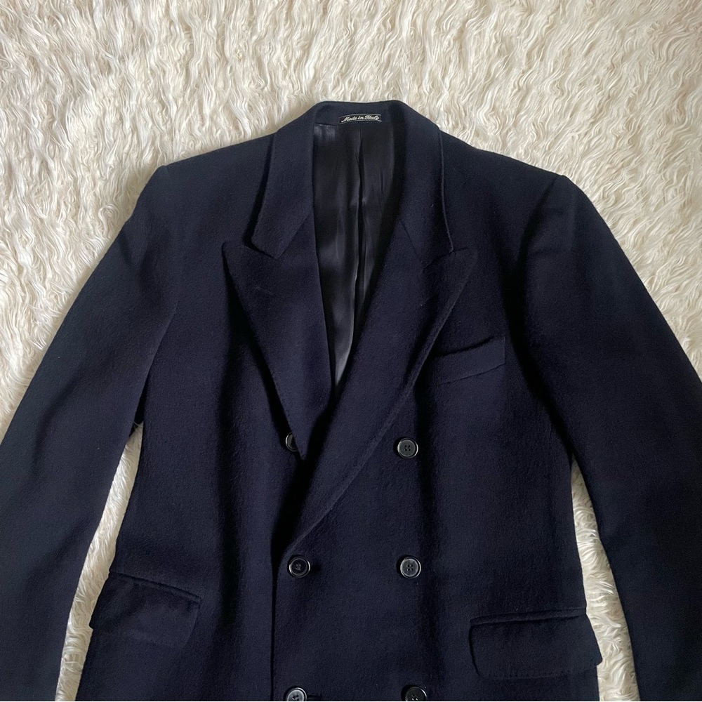 Giorgio Armani men Navy Blue + 80%Wool 20% Cashmere Coat, Sz 38 Italy - Picture 3 of 15